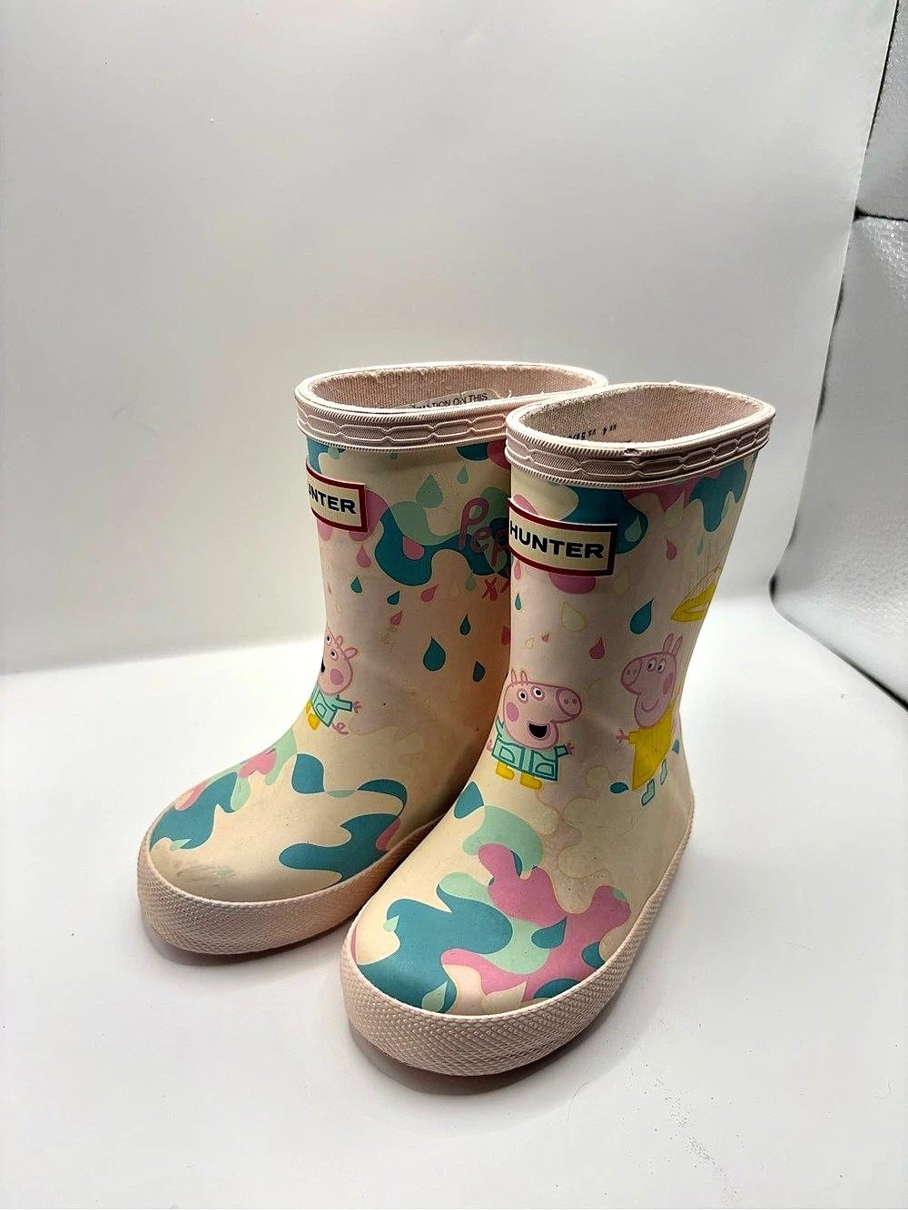 Hunter x Peppa Pig Kids First Rain Boots Pink & Green Kids US 5